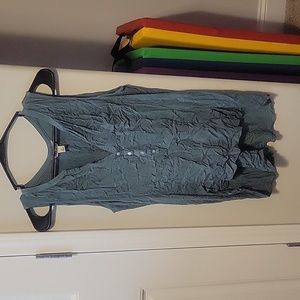 Moss green Hi-low silk front blouse